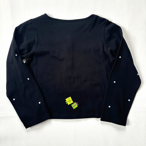 Michael Simon Girl Christmas Top Size 8 Santa Snowman Sequin - Picture 5 of 8